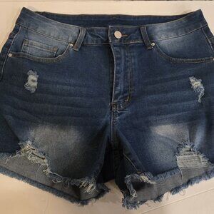 Womens Jean Shorts Stretchy. High Waisted Ripped Denim Distressed.